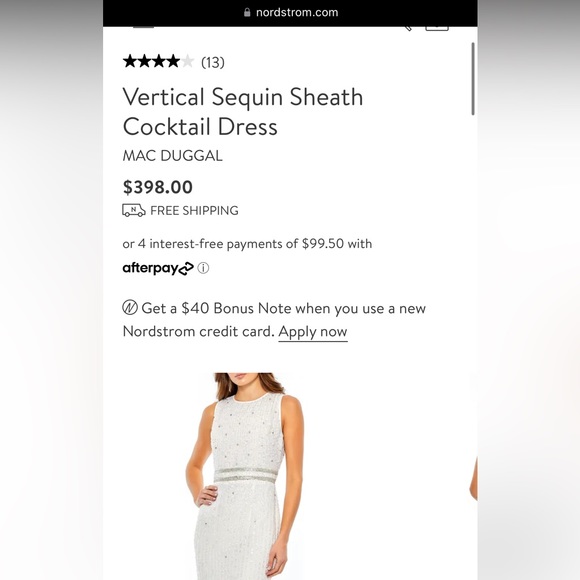 MACDUGGAL Sequined Sleeveless Midi Sheath Dress in WHITE - Picture 14 of 14